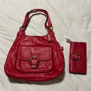 RED COACH PURSE & WALLET SET